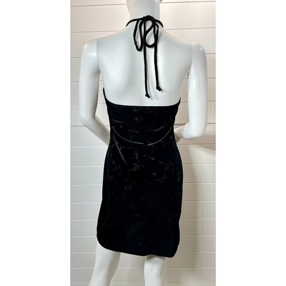 Aqua Blue Dress Y2K Womens S Babydoll Empire Sparkle Floral Black Whimsy Goth - Picture 6 of 12